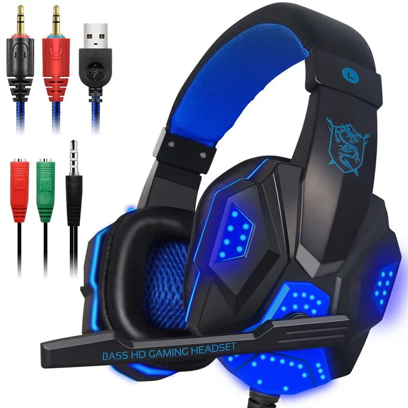 Günstige Stereo Gaming Headset für Xbox eine PS4 PC Surround Sound Über Ohr Gaming Kopfhörer mit Mic Noise Cancelling LED lichter Headset
