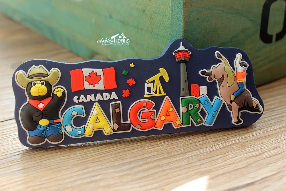 Souvenir Fridge Magnet Calgary Canada City View 