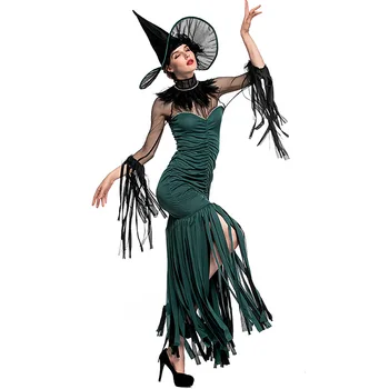 

Green Tassels Women Dress Halloween Party Fancy Costume