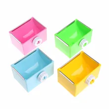  1Pc Pet Feeding Bowl Rectangle Plastic Fix Cage Food Water Feeder Box For Rabbits Cats Dog Pet Supplies Color Random C42 