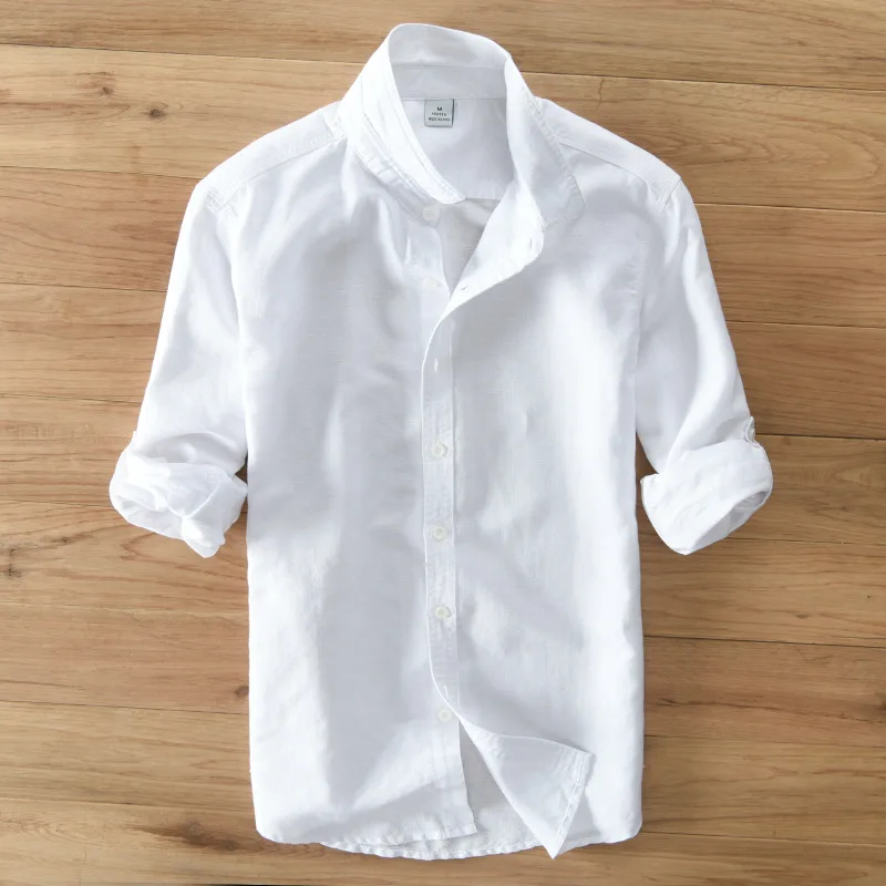 

Men Linen Long Sleeve Shirts 2019 High Quality men cool Shirts
