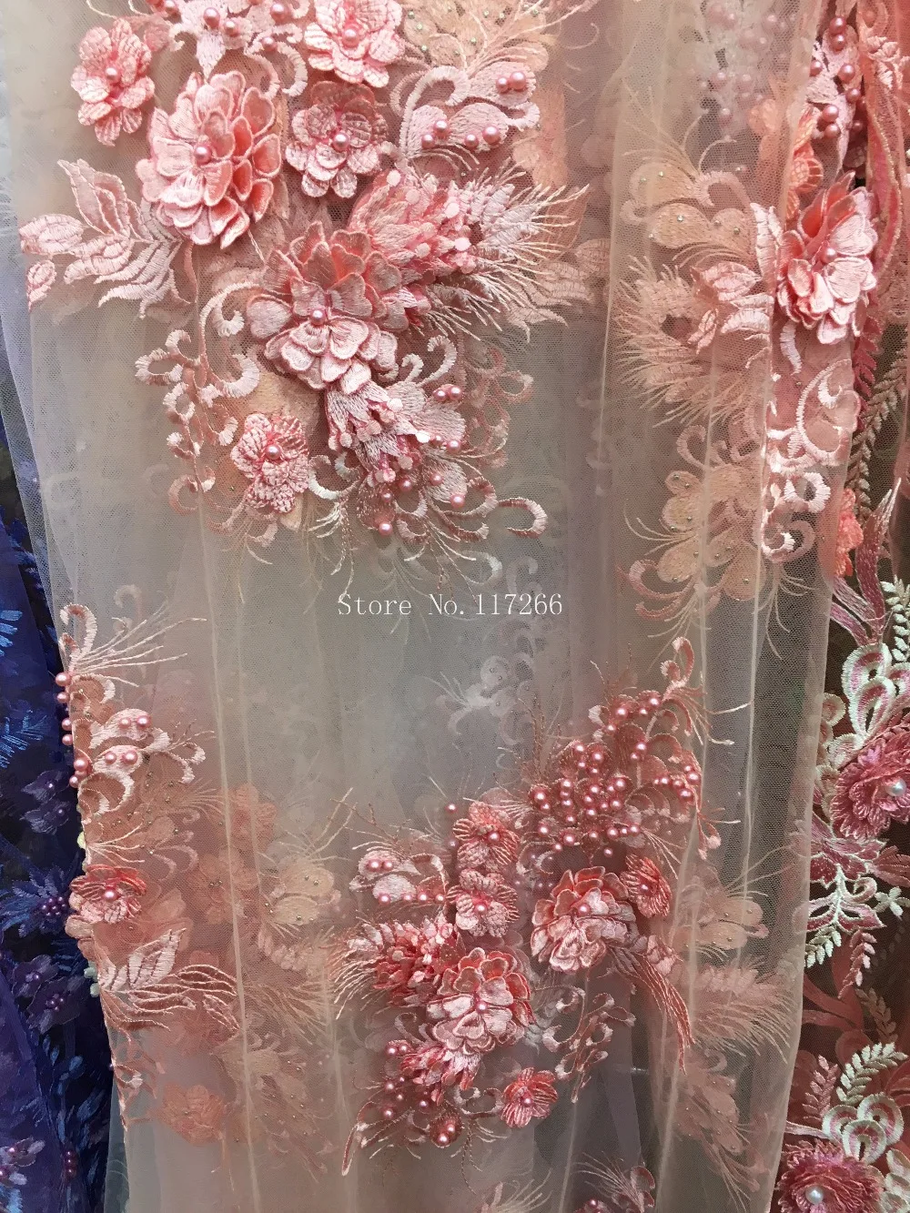 Тюль Кружево Ткань 3D цветок высокое качество бисером Кружево Ткань красивая аппликация в нигерийском стиле Кружево Ткань jrb-3416 для свадьбы