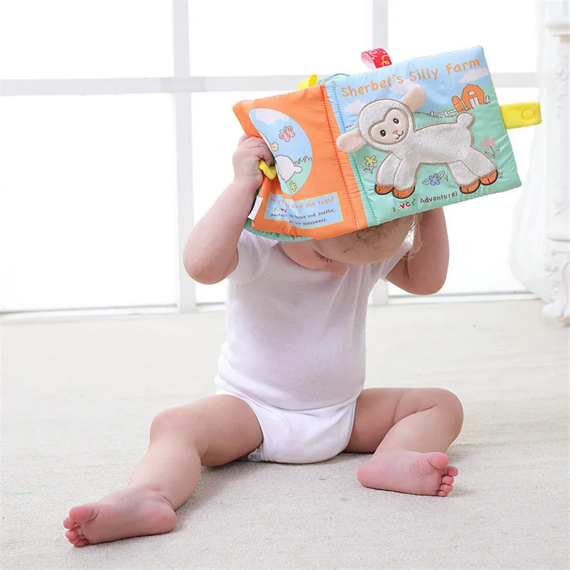 Детские Вышивка животных мягкая ткань обучения и образования игрушки животные ткань книга младенческой раннее развитие ребенка