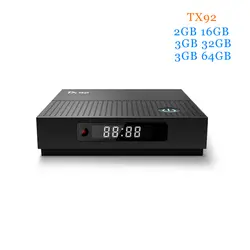 TX92 телеприставку Amlogic S912 Восьмиядерный 2 г + 16 г/3 г + 32 г /3 г + 64 г android 7,1 Smart tv box 2,4 г/5 г Двойной Wi-Fi BT4.1 1000 м LAN DDR4 коробка