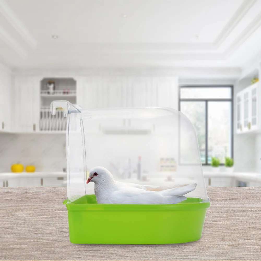 

1PC Bird Bath Bathtub Bath Box Bird Cleaning Tool Cage Accessories Parrot Bath Transparent Plastic Hanging Tub Shower Pet Supply