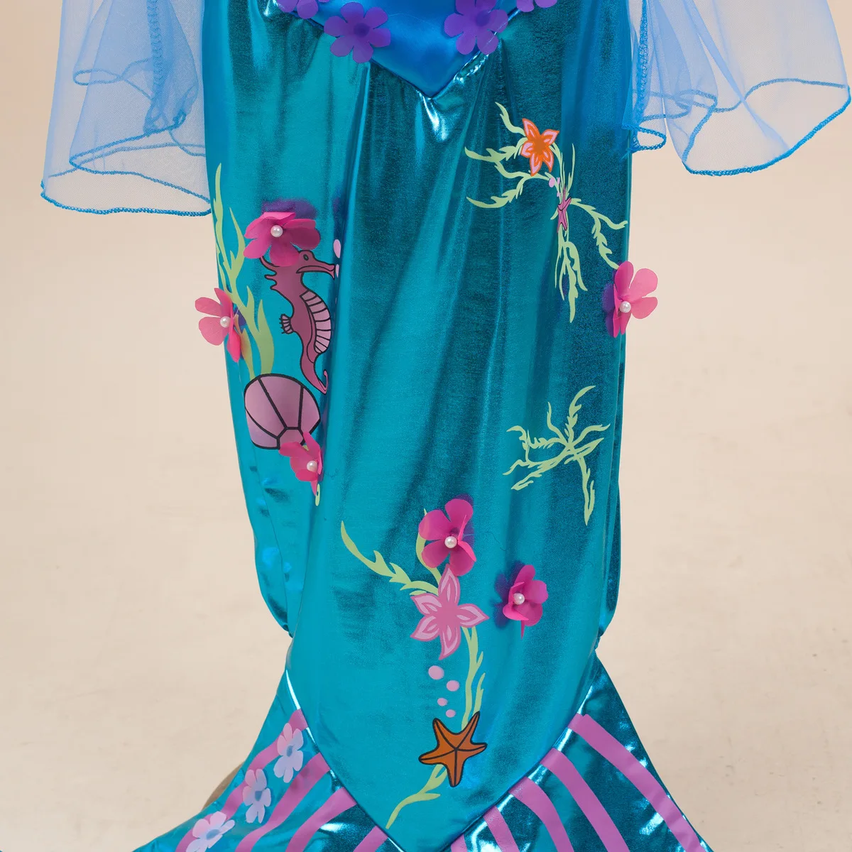Хвост маленькой русалки принцесса Ариэль костюм для косплея, костюм Mardi Gras костюм на Хэллоуин для детей платья маленьких девочек