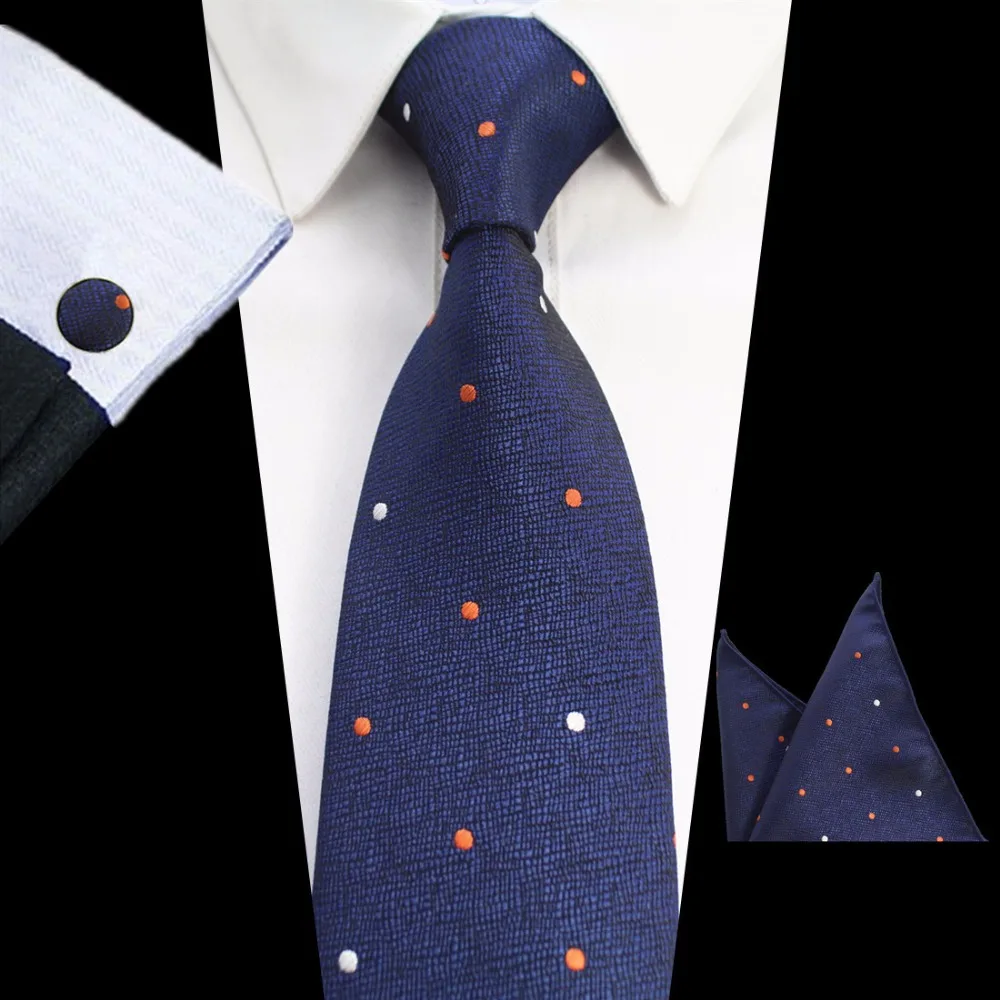 GUSLESON дизайн 8 см набор клетчатых полосатых галстуков жаккардовые тканые мужские галстуки Запонки набор мужских галстуков для свадебной вечеринки