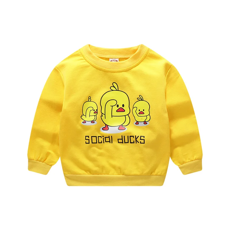 Yellow 3 duck Г. весенне-осенний свитер для мальчиков Корейская версия детской одежды, рубашка хлопковый свитер для мужчин и женщин - Цвет: Yellow 3 duck