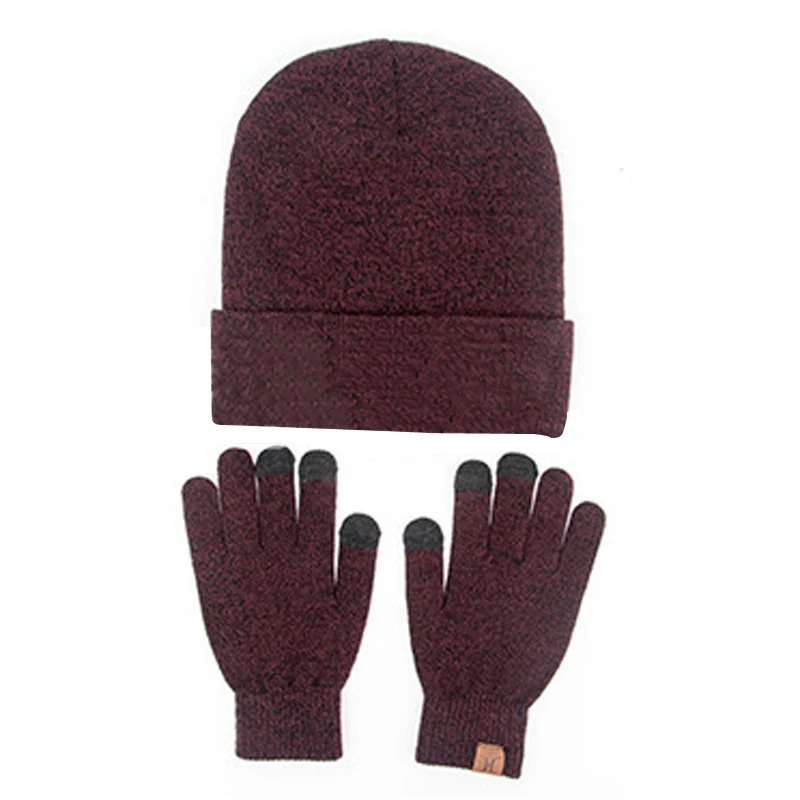 Nibesser 3 шт. вязаная шапка перчатки шарф набор для мужчин зимние модные мягкие теплые повседневные шарфы наборы перчаток для сенсорного