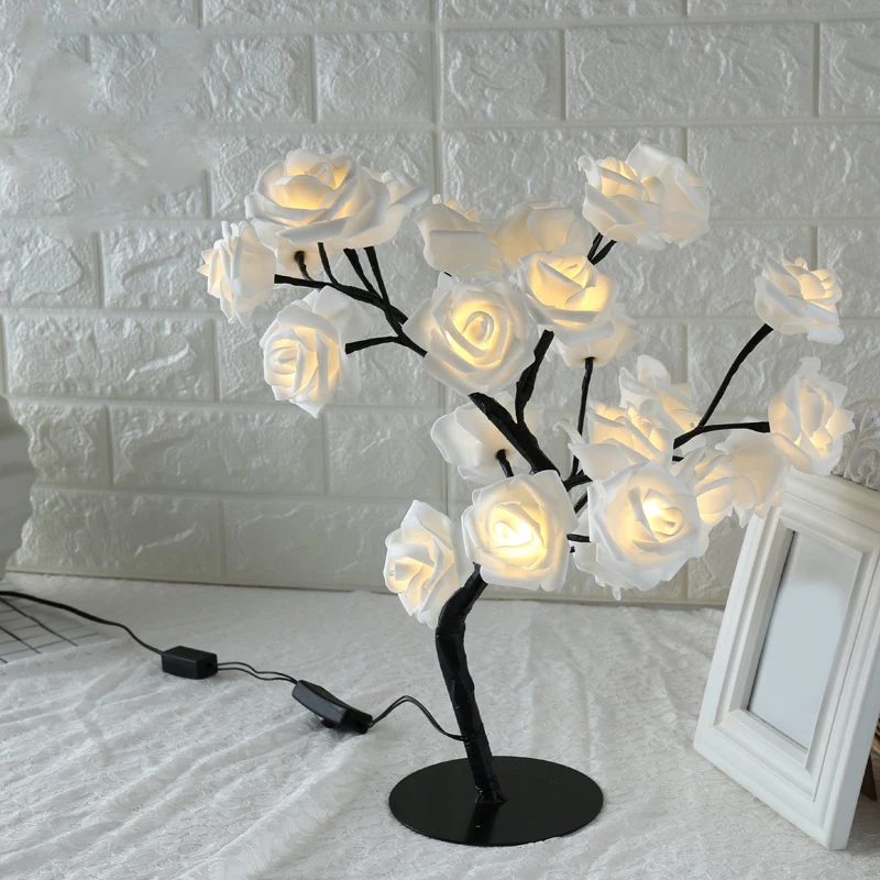 

Rose Shaped Table Lamp Flower Rose Tree Decorative Light for Living Room Bedroom Dropshipping