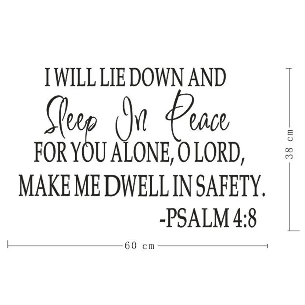 

I WILL LIE DOWN AND Sleep In Peace Bible Verse Wall sticker 3D DIY Vinyl Quote Wall sticker Art Words decal Home Decor Mural