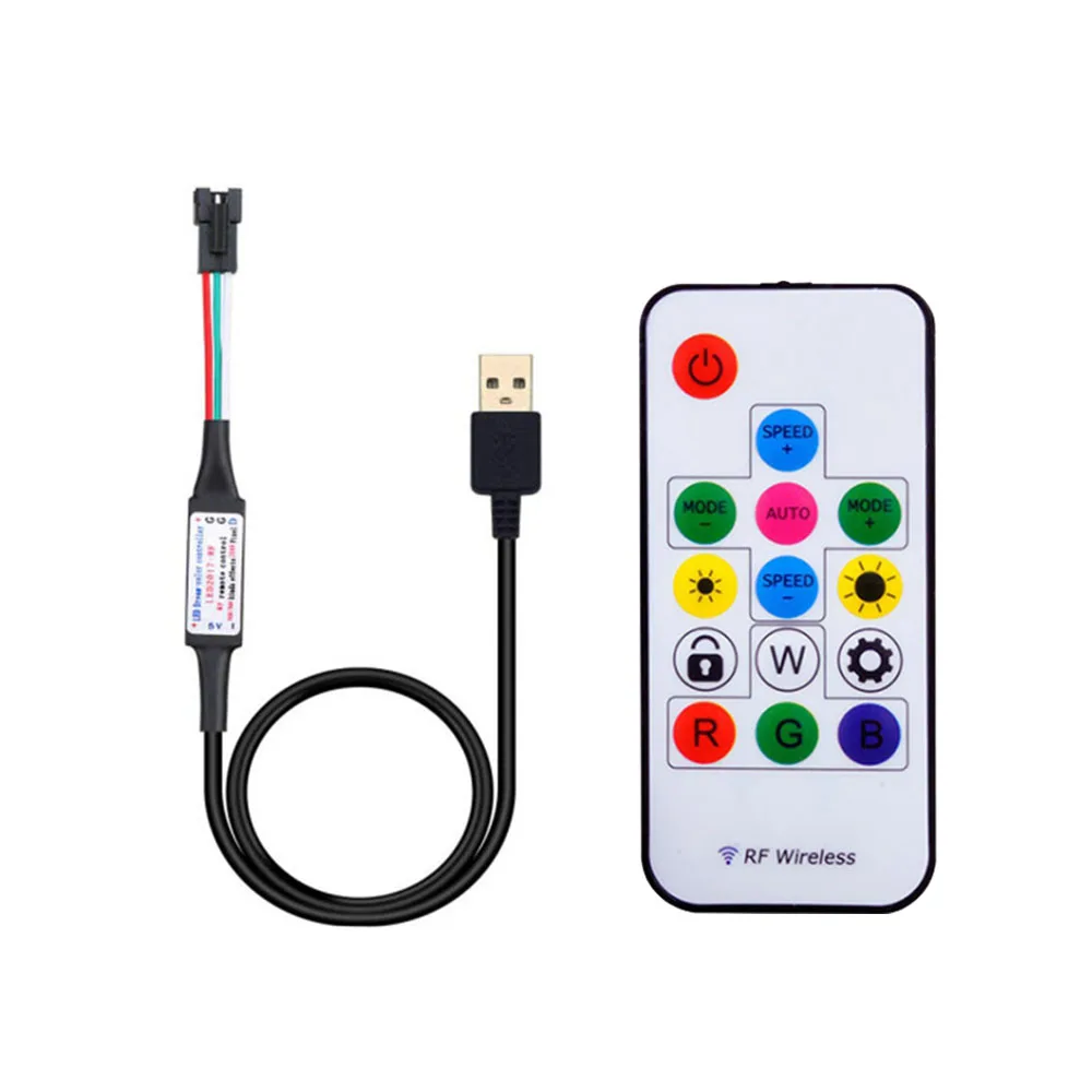 USB LED Strip RGB WS2812B Addressable Pixel Tape 14Keys Remote Controller For TV Back Under Cabinet Lamp DC5V 1m/2m/3m/4m/5m