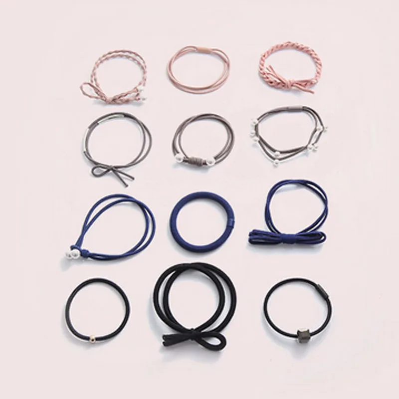 

12pcs/lot Girls Hair Band Colorful Cute Pearl Bow Elastic Rubber Bands Hair Ropes Ponytail Tie Gum Hair Accessories