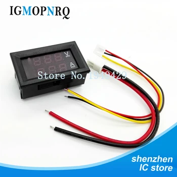 

DC 0-100V 10A Digital Voltmeter Ammeter Dual Display Voltage Detector Current Meter Panel Amp Volt Gauge 0.28" Red Blue LED