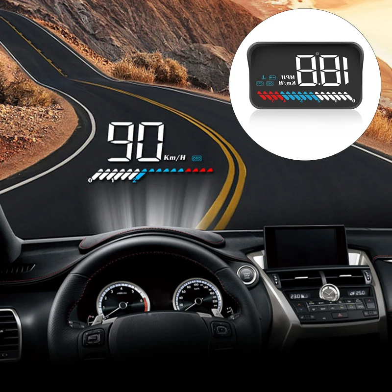 

HUD M7 digital speed projection with sun shield bracket OBD2 GPS car universal windshield projector speedometer head-up display