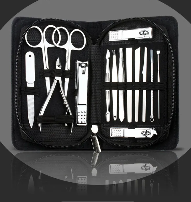 Cortador de Unhas Ferramentas de Beleza 15 em 1 Utility Manicure Grupo Profissional Pedicure Tesoura Pinça Faca Ear Pegar Unhas Arte Conjuntos Kit 5 Beleza e saúde