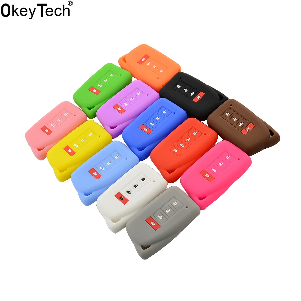 OkeyTech 4 BUTTON SILICONE CAR KEY COVER FIT FOR LEXUS NX 200 NX300H RX 350 450H ES 350 GS IS LS GS RC F 2014 2015 2016 FOB CASE