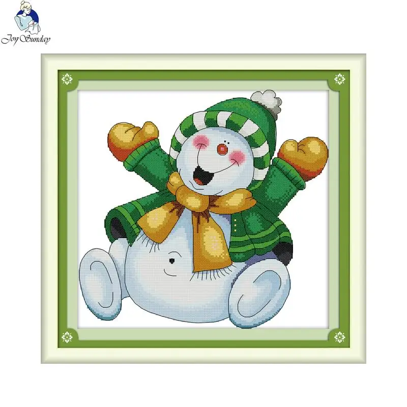 

Joy Sunday Snowman 2 Cross Stitch Kits Printed Canvas DMC 14CT 11CT Counted DIY Handwork Cross-stitch Embroidery Needlework