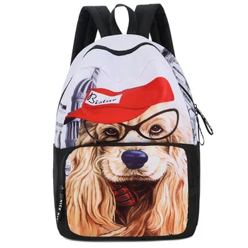 

Cartoon Cute Backpack Dog Printing School Bag for Teenage Girls Lightweight Soft Nylon Leisure Or Travel Bag Big Package for Boy