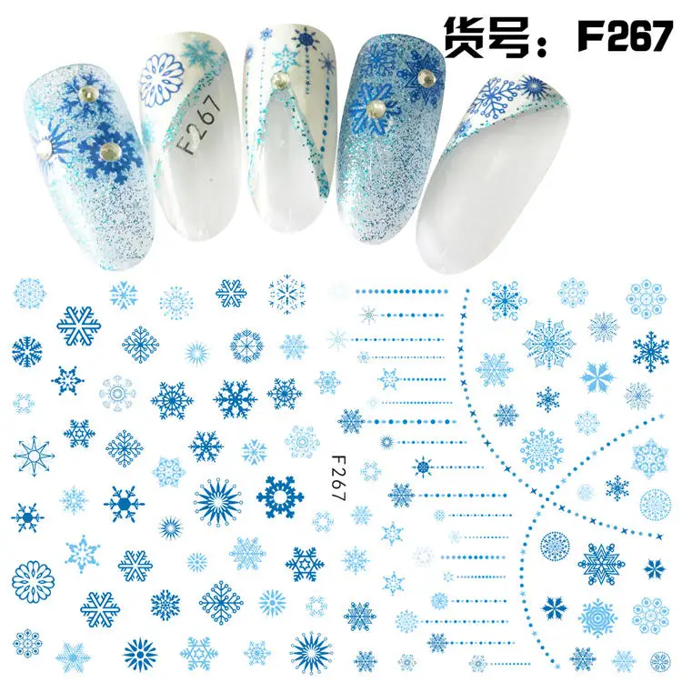 LCJ 3D Лисичка/цветок/кошка/перья наклейки для ногтей дизайн ногтей блестящие Блестящие бабочки Самоклеющиеся татуировки для ногтей - Цвет: F267