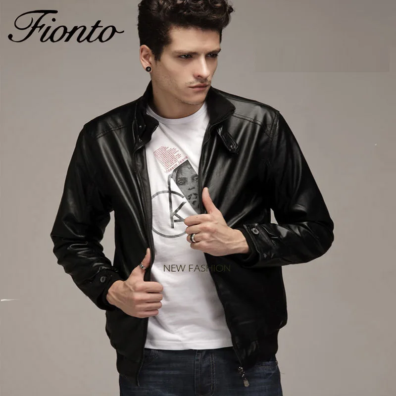 

2018 New Arrive PU Leather Fashion Jacket Men Slim Fit Male Motor Faux Leather Jacket Men's Leather Jacket Parka Asia Size F2524