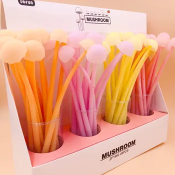 

48pcs/lot creative cartoon mushroom style silicone gel pen black water ink roller ball pen sign pen office school stationery