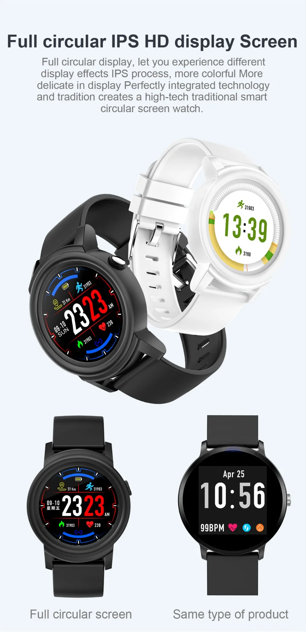 696 DK02 Smartwatch круглый экран полный дисплей монитор кровяного давления пульса фитнес трекер активности Смарт часы для Android