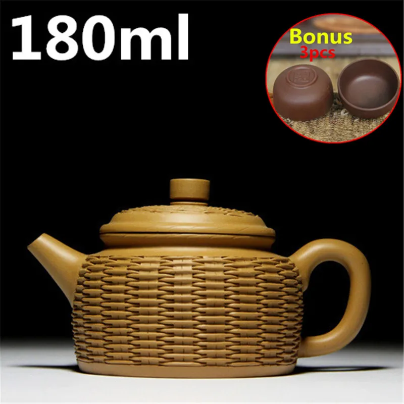 

Special Design Teapots Chinese Ceramic Yixing Teapot 180ml Handmade Purple Clay Tea Pot Set Zisha Pots Gift Bonus 3 Cups