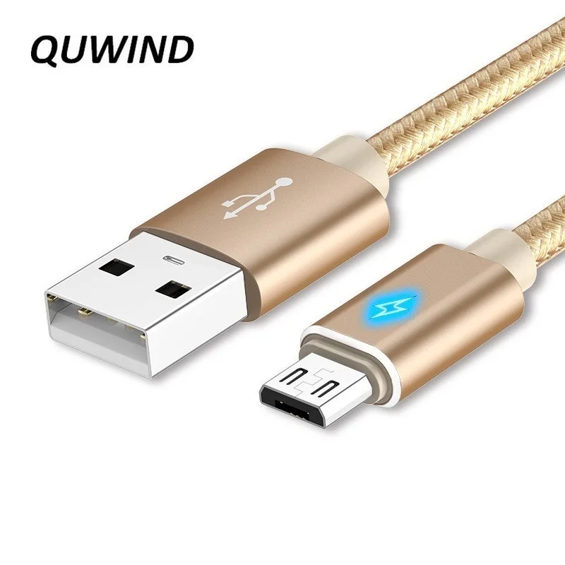 QuWind 1 м 3.3FT 2 м 6.6FT светодиодный Плетеный usb кабель для зарядки и передачи данных для iPhone 5 6 7 8 Plus X iPad HuaWei samsung Android