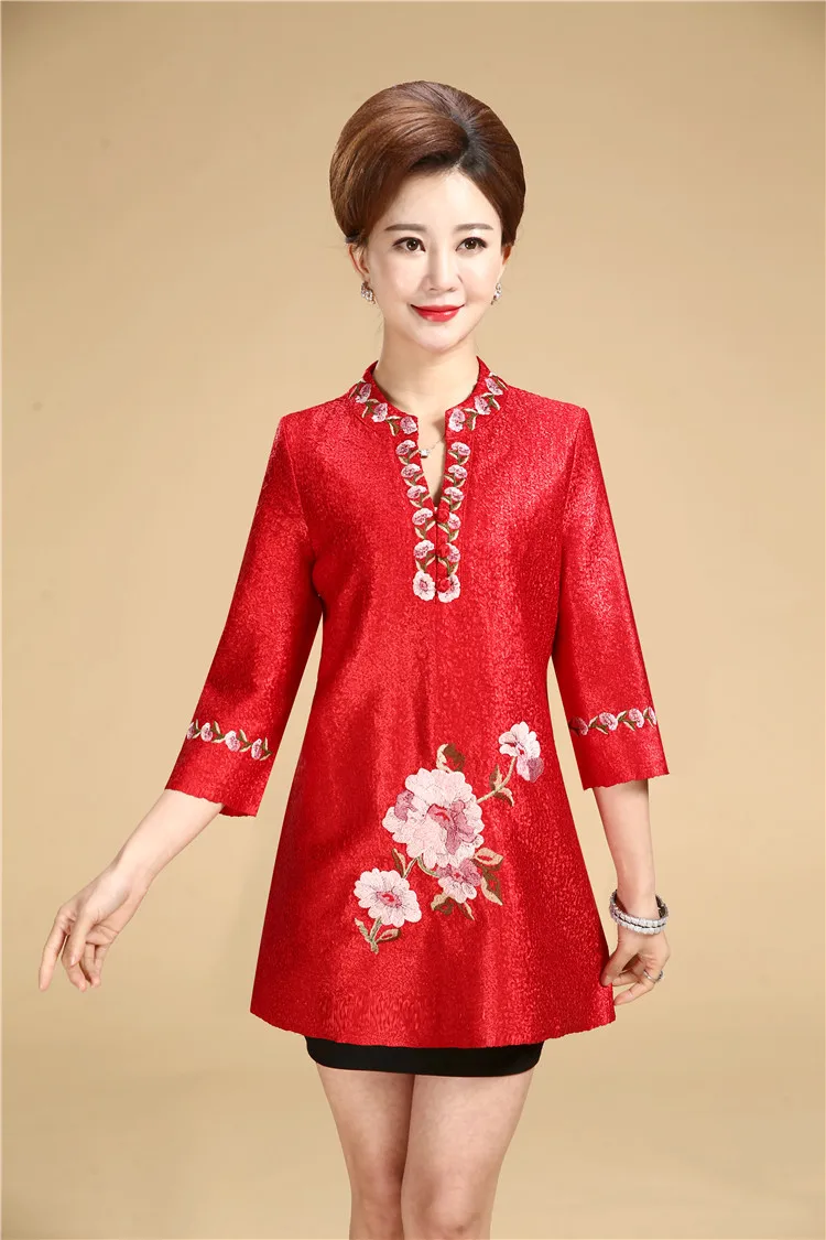 Новая мода осень cheongsam стиль Тан костюм топ Китайская традиционная Женская одежда Топ винтажное платье размера плюс кофточка Ципао