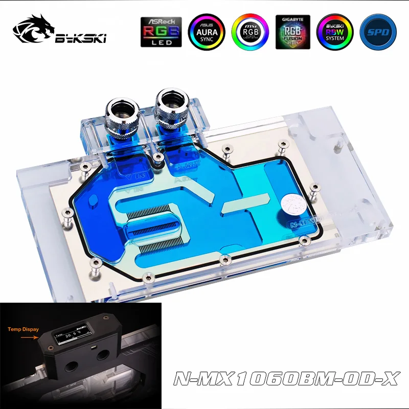 Bykski N-MX1060BM-OD-X полный корпус VGA блок водяного охлаждения со светодиодной