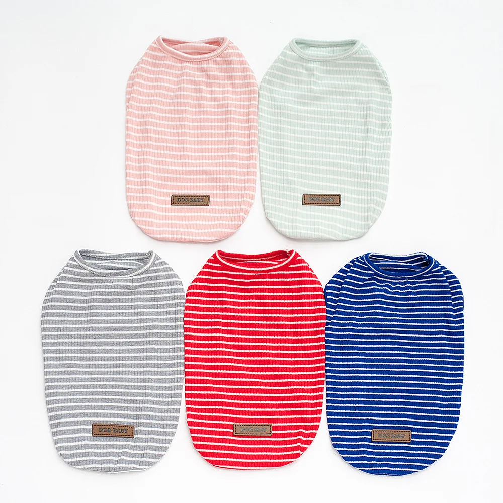 

Cotton Chihuahua Summer Cool Striped Vest Pet Dog Clothes for Small Dogs Pets Clothing French Bulldog Breathable Pug Tshirt