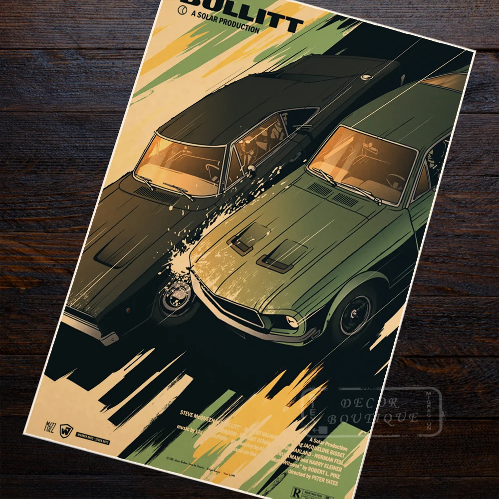 Bullitt Movie Film Poster Vintage Retro Decorative DIY Wall Canvas