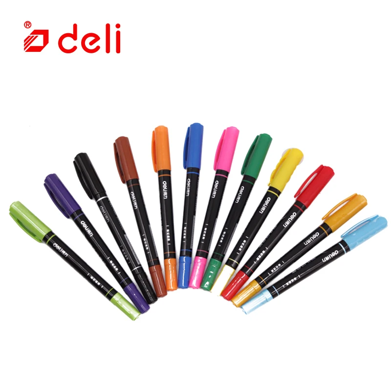 Deli Artist Color Double Headed Marker Set 12Colors Twin Tips Art