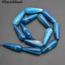 10X30 мм Гладкий синий Агат Длинные Капли камень свободные бусины 5 нитей в партии Изготовление ювелирных изделий
