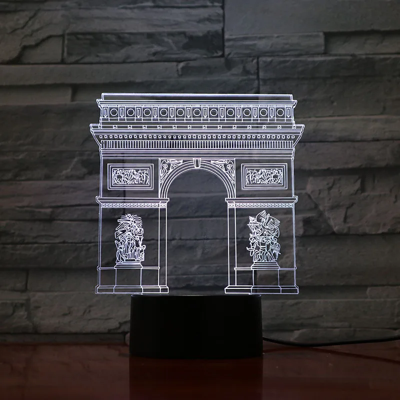 

Paris Arc de Triom Usb 3d Led Night Light veilleuse Lamp Decoration RGB Kids Baby Gift Famous Buildings Table Lamp Bedside neon