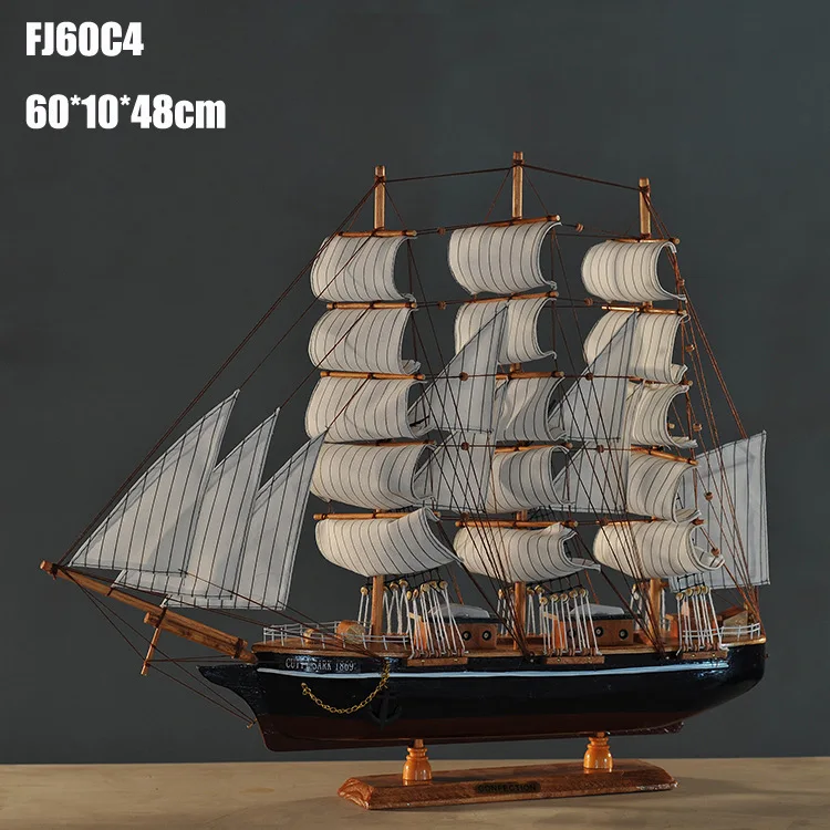 

Mediterranean Style Wooden Sailing Model Crafts Marien Style 60 cm Ship model Home Decoration Accessories Mediterranean Homes