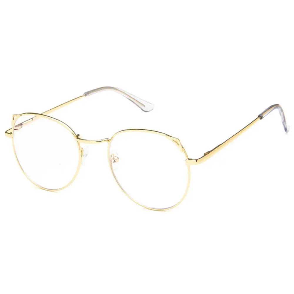 Новинка кошачий глаз ухо круглый новые женские ретро очки прозрачные металлическая оправа для очков серебряные золотые очки оправа очки - Цвет оправы: 10