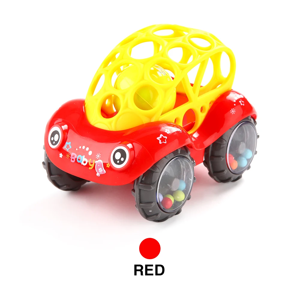 Red Красочные Животные Рука Jingle колокольчик автомобиль нетоксичные пластиковые погремушки игрушки Музыка Колокольчик для детей зеленый красный цвет распродажа - Цвет: Red
