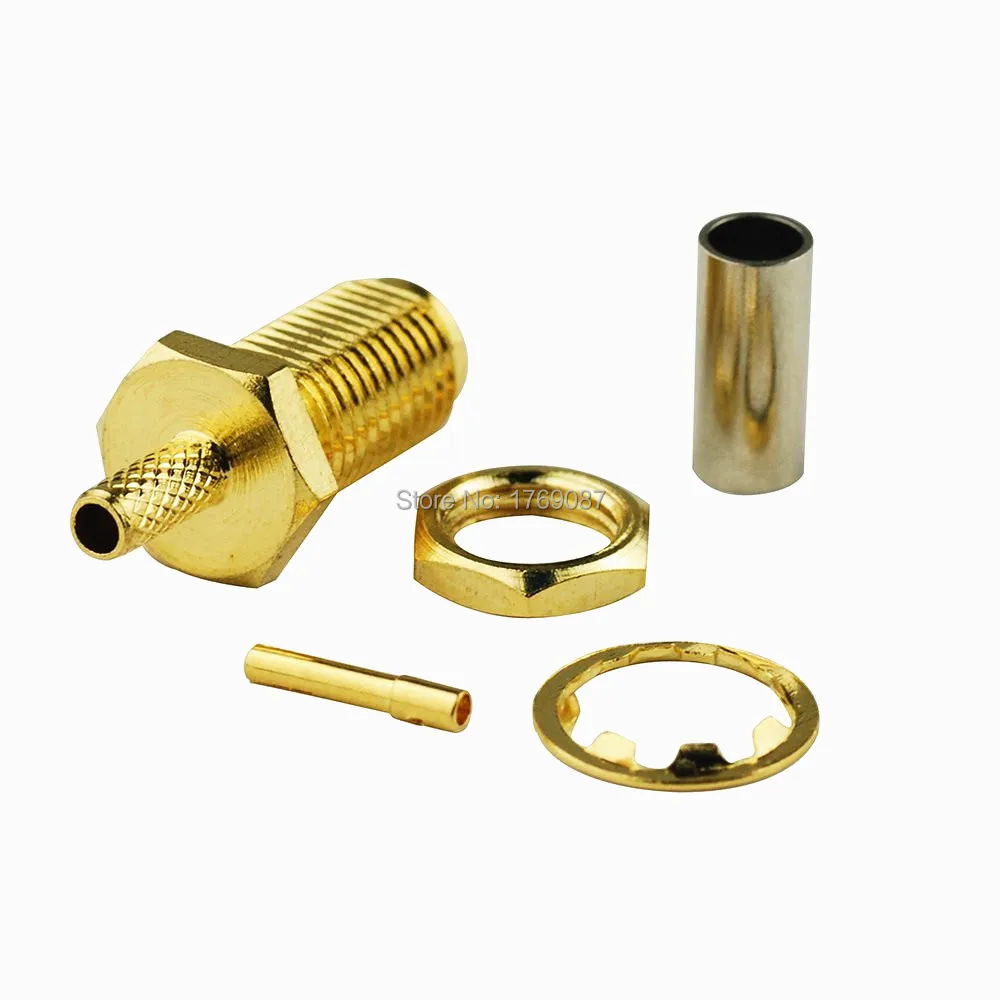 

10PCS SMA Female Jack Or RP-SMA female (Male Pin) Plug Center Nut Bulkhead Crimp RG174 RG316 LMR100 RF Connector