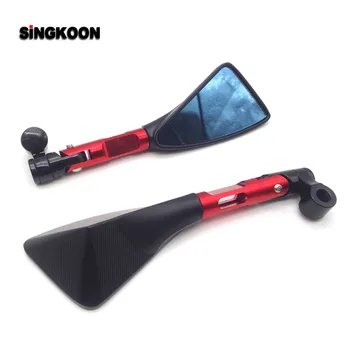 

8 10mm universal cnc motorcycle mirrors Blue Lens Rearview cafe racer Side Mirror FOR vespa gts 300 honda vfr 800 shadow jawa