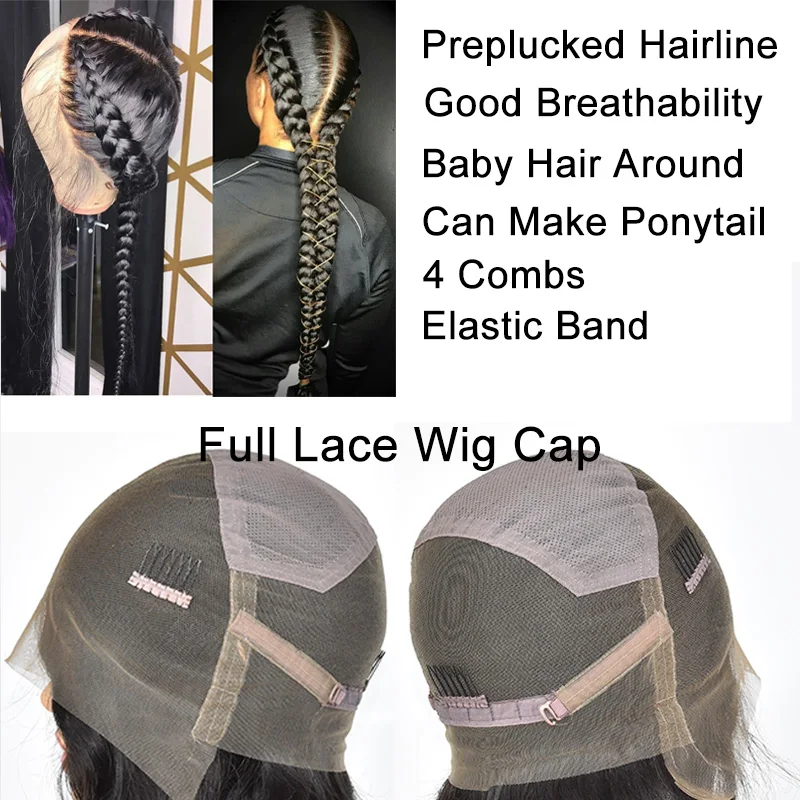 Perucas completas do cabelo humano do laço