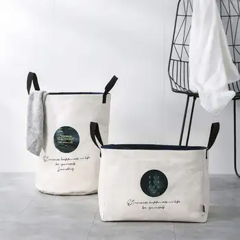 

New Cartoon Cloth Laundry Basket Large Bag With Side Handle Dirty Clothes Folding Storage Toys Baskets Box Woven Home Decor