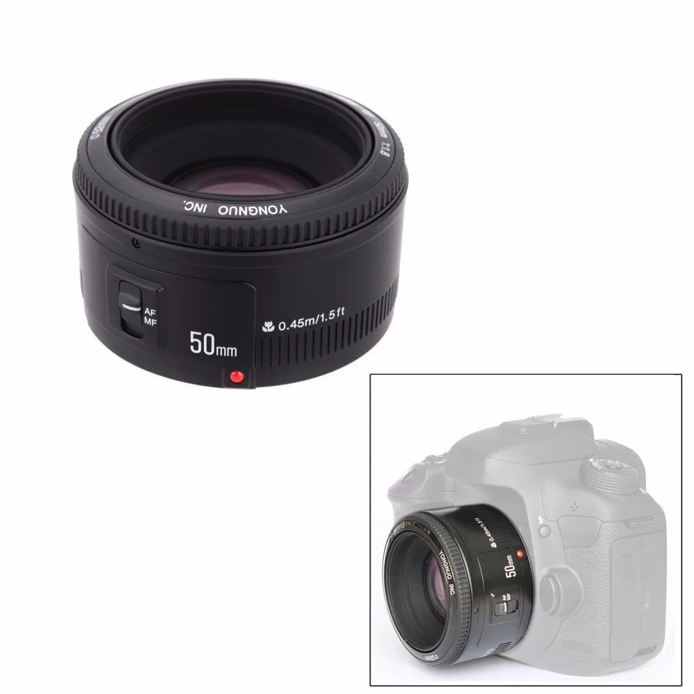 Объектив YONGNUO YN50mm YN50 F1.8 EF 50mm AF MF для Canon Rebel T6 EOS 700D 750D 800D 5D Mark II IV 10D 1300D Yongnuo|f1.8 lens|yn