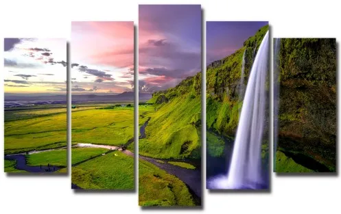 5 панелей Холст Картина тропический водопад природа набор настенная печать изображений художественная работа рамка для гостиной готовы повесить - Цвет: 911354