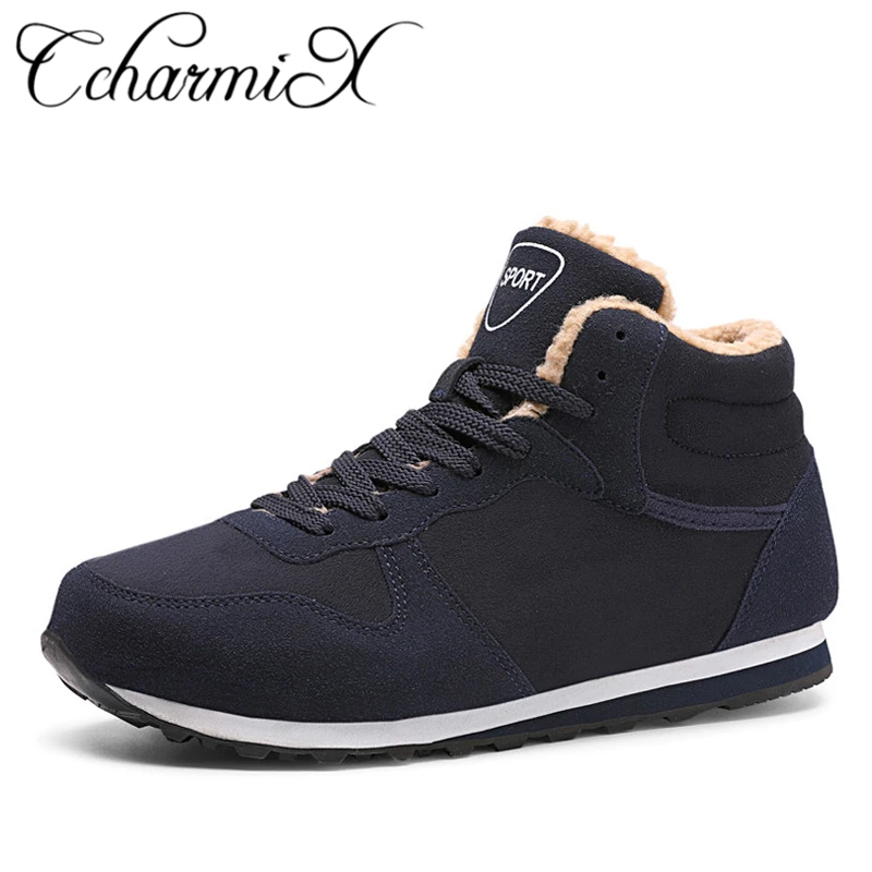 En Ligne CcharmiX Grande Taille Hommes Chaussures 2018 Top Mode Nouvelle Hiver Casual Cheville Bottes Chaud D hiver De Fourrure Homme de Neige Bottes Troupeau chaussures en cuir