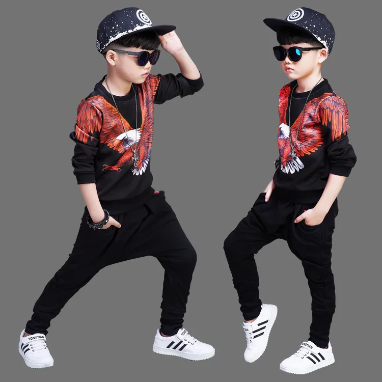 

Boys Hip Hop Clothing 2018 Autumn New Korean Version of The Boy's Cotton Sweater Suit In The Big Boy Sports and Leisure 2pcs