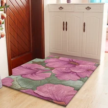 Фиолетовые шерстяные ковры большого размера для гостиной, спальни, классические художественные ковры с вышивкой, Декоративный Напольный ковер, цветочный ковер