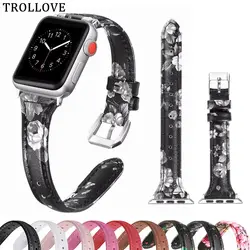 Ремешок для часов Apple Watch Series 4 3 2 1 тонкий кожаный ремешок для iwatch Band 38 мм 42 мм Женский сменный браслет на запястье 44 мм 40 мм