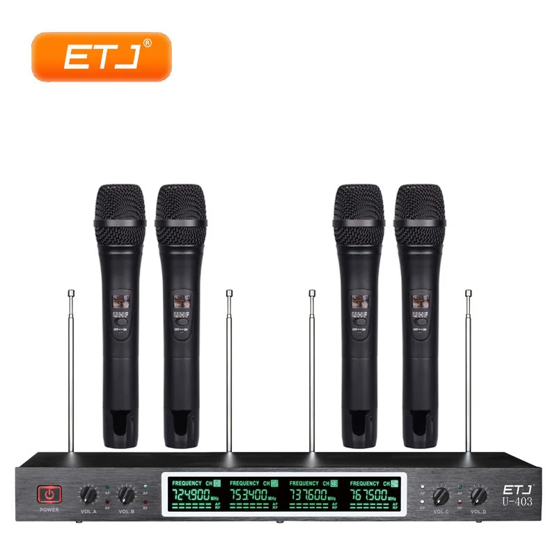 Бренд etj 4 канала микрофон Professional беспроводной караоке микрофон U-403 - Цвет: Model 1